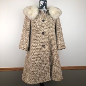 RARE- Vintage Fur Collar Wool Coat
